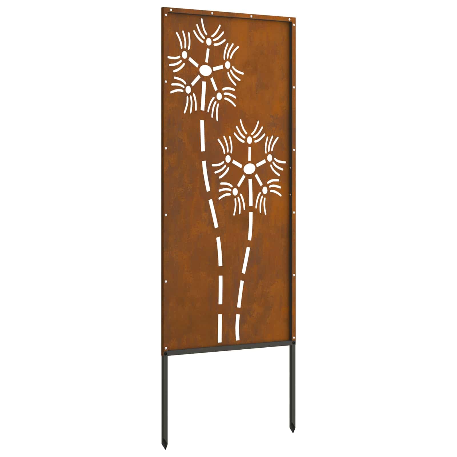 Ogrodowa ochrona przed wzrokiem na płótnie, rdzawa stal odporna na warunki atmosferyczne, 50 x 140 cm, z dekoracyjnymi wstawkami, nowoczesne wzornictwo, na taras i na zewnątrz, tworzy