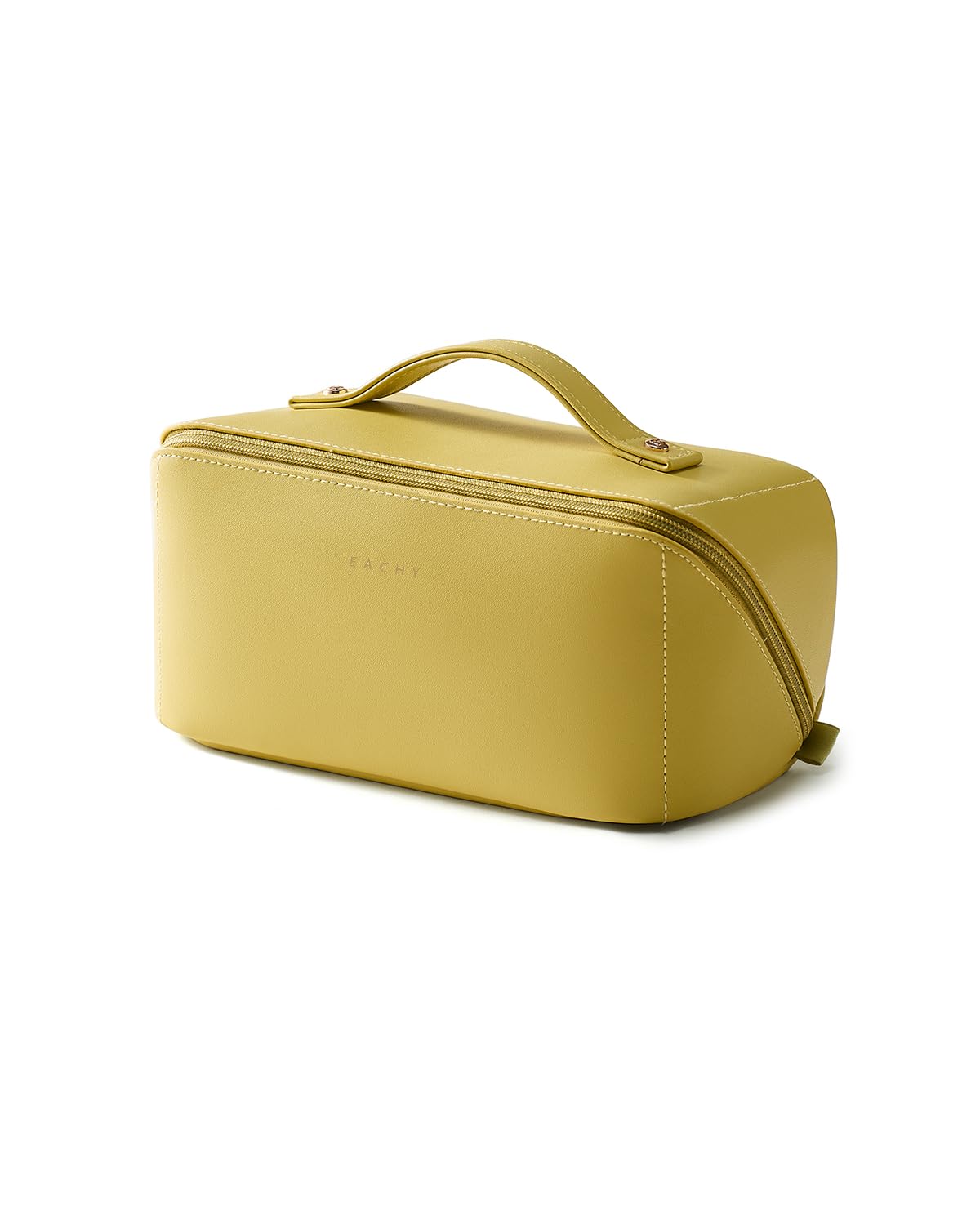 EACHY Travel Makeup Bag, Large Capacity Cosmetic Bag for Women, Waterproof PU Leather, Flat Open Portable Toiletry Bag for Skincare, Brushes & Travel