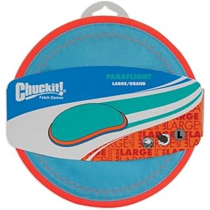 Chuckit! Kick Fetch Ball (8 Inch) and ChuckIt! Paraflight Flying Disc Dog Toy (Large 9.75 Inch), Orange And Blue Chuckit Kick Fetch Ball 8 Inch and ChuckIt Paraflight Flying Disc Dog Toy Large 975 Inch Orange And Blue