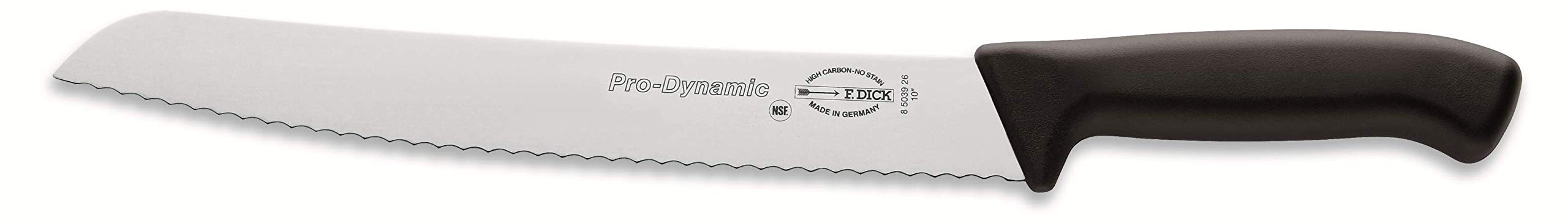 F. Dick Brotmesser, Sägemesser, ProDynamic (Messer mit Klinge 26 cm, X55CrMo14 Stahl, nichtrostend, 56° HRC) 85039262, Schwarz