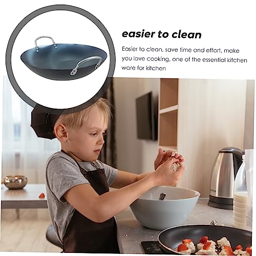 Wok tradicional chino de hierro con doble asa y diseño ergonómico miniatura 7
