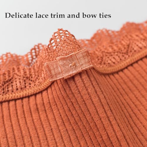 Teen Girls Soft Ribbed Cotton Panties Breathable Comfort Lace Trim Hipster Panties2