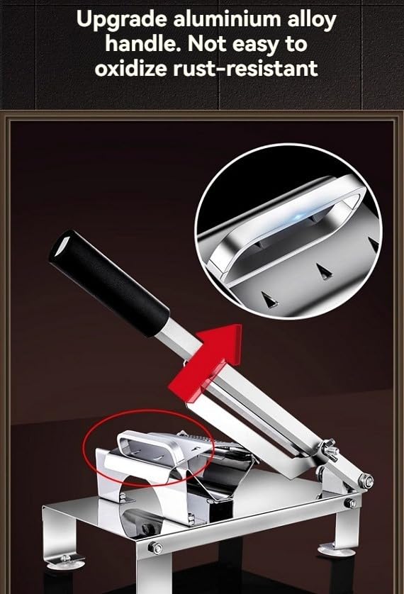 Affettatrice manuale in acciaio inox, affettatrice per carne congelata, taglierina per rotolo di carne in acciaio inossidabile, funzionamento manuale regolabile, adatta per affettare involtini di