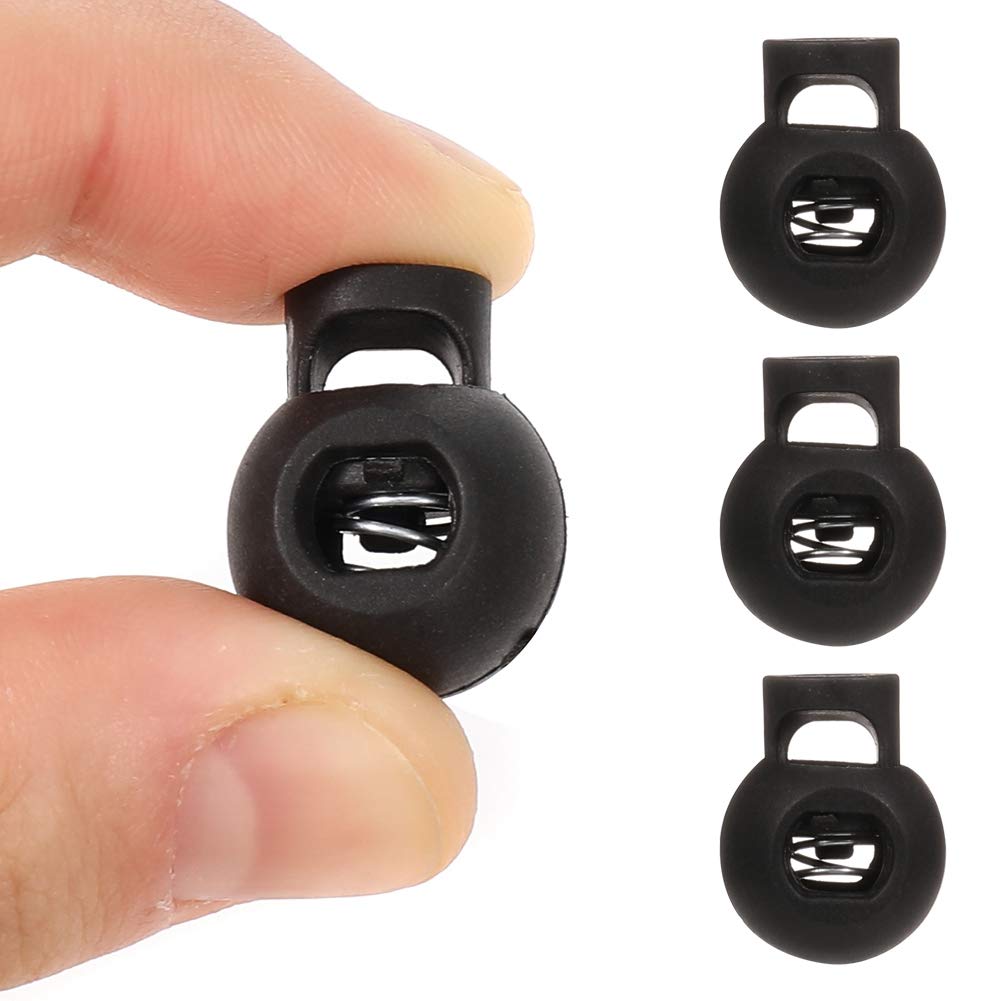 Joyangy 120 Fermacavo In Plastica Nera A Foro Singolo, Clip A Molla Per Cordini Elastici, Lacci E Attrezzatura Da Campeggio (8 Mm)
