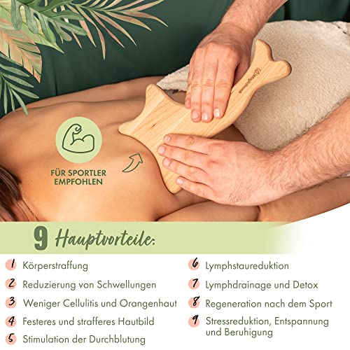Foto von MagicBeech Massage-Paddel für Maderotherapie und Lymphdrainage, aus geöltem Buchenholz, Massagegerät gegen Cellulite, 15 x 26 cm, 193 g