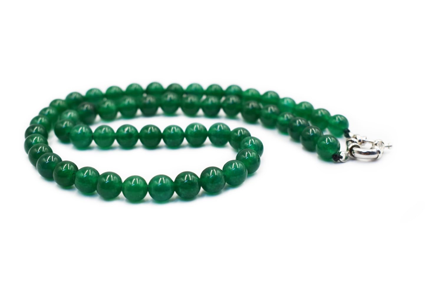 Green Jade Stone Necklace 72 Beads | Natural Green Healing Crystal Gemstone Jewellery for Peace, Stress Relief, Spiritual Meditation, Energy Protection & Daily Wear for Gifting | Beads Size: 8mm