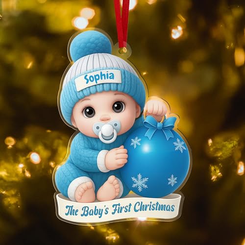 Pallina di Natale Personalizzata "Il Mio Primo Natale" 2025 - Decorazione per Albero di Natale con Nome, Data di Nascita e Statistiche - Regalo Neonato per Bambino o Bambina - Addobbo Natalizio