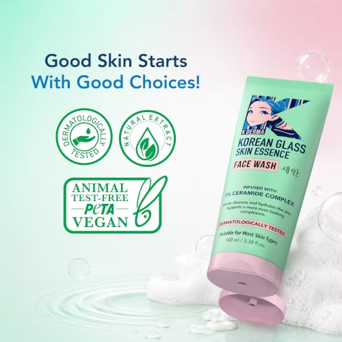 Image of K DERMA Korean Glass Skin Essence Face Wash, 100ml, Ceramide Complex with Rice Water, Dermatologically Tested, Pack of 3