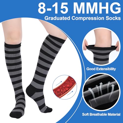 8 Pairs Men Dress Compression Socks Men Knee High Light Compression Socks 8-15 Mmhg Graduated Support Stockings for Father's Day Christmas Gift4