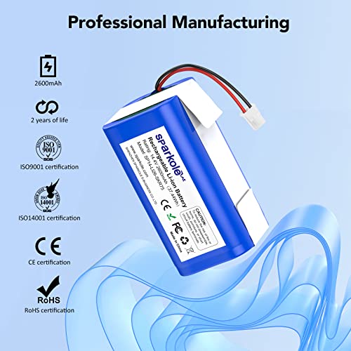 Image of 14.4v RVBAT850 Replacement Battery for Shark Ion RV850, R75, R85, RV850C | 2600mAh Li-ion Battery for Shark AV751, AV752, AV753, RV761, RV871, RV912S, RV720 N, RV700 N, RV1001AE Vacuum Cleaner