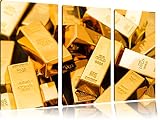 Beaucoup de lingots d'or Photo sur Toile |Taille: 3 Parties (120x80) cm| Peinture Murale | Art Print | prêt Couvert