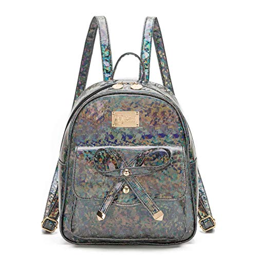 KL928 Sacs à dos Filles Sac à dos petit sac à dos en cuir PU pour femmes et filles (Black) Cover