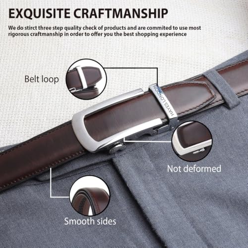 Image of HAYES LONDON Leather Ratchet Belt for Men | Adjustable No-Holes | Customizable Fit, Stylish & Effortless Buckle | Formal & Casual Wear Belts