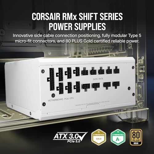 Image of CORSAIR RM1200x Shift Fully Modular ATX Power Supply - 80 Plus Gold - ATX 3.0 - PCIe 5.0 - Zero RPM - Modular Side Interface - White 1200W (Pack of 2)