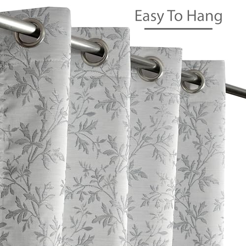 Image of FRESH FROM LOOM Heavy Jari Jacquard Premium Luxury Floral Curtain 5 Feet Window for Living Room | Light Blocking 80% Semi Blackout | Eyelet Rings | Fade Resistant Parda (5feet, Grey, 1pc only)