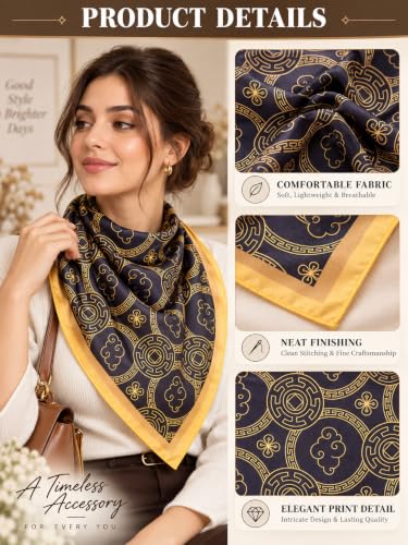 Image of Ravaiyaa - Attitude is everything Women Printed Silk Bandana 21 x 21 Inch Square Headband & Hair Wrap, Soft & Versatile | Fashion Neck Wrap