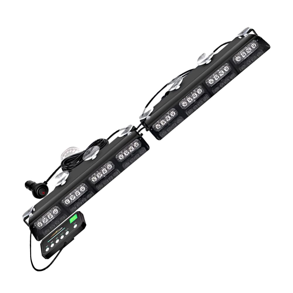 Riloer 1 par de luces estroboscópicas de emergencia de 12 V, luz estroboscópica de emergencia con ventosa, chip LED+ABS color blanco y amarillo