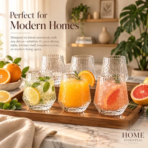 Image of bellemax 300ML Juice and Water Glass Stylish Crystal Highball Drinking Glasses, Medium Size Tumbler Glasses for Juice, Water, Milk, lassi, Cocktails and Sharbat (TR-20, 6 Count (Pack of 1))