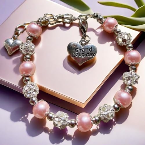 DOLON Gift for Granddaughter Bracelet Jewelry with Rhinestone Balls Faux Pearl4
