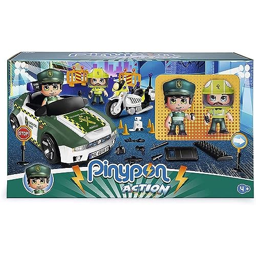Pinypon Action-700015836 Guardia Civil Coche y Moto, vehículo policía Juguete, Color Verde (Famosa...