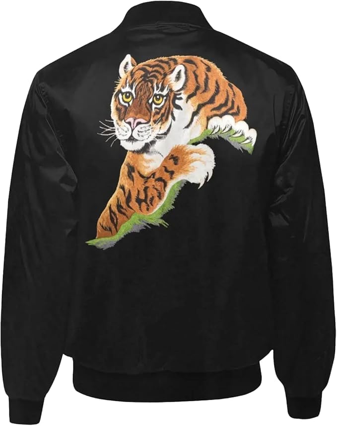 Rocky Balboa Leather Bomber Jacket, Rockyy Balboaa Action Figures Black Satin Tiger Style Jacket