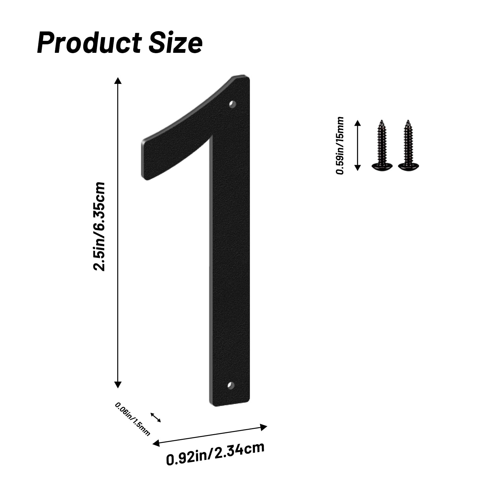 2.5 Inch House Numbers and Metal Letters for Outdoor Signs, House Numbers for Outside, Aluminum Address Letters and Numbers for Door, Mailbox, Garden, Perfect for Home or Office (Number 1)