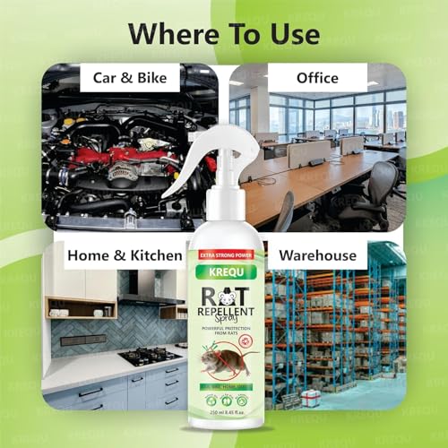 Image of Rat Repellent Spray for Car Home Office, Rat Repellent Car Spray for Cars Highly Effective Easy to Use Natural Powerful Pest Control Protect Wires in Car Bike(250ML) (D1D9)