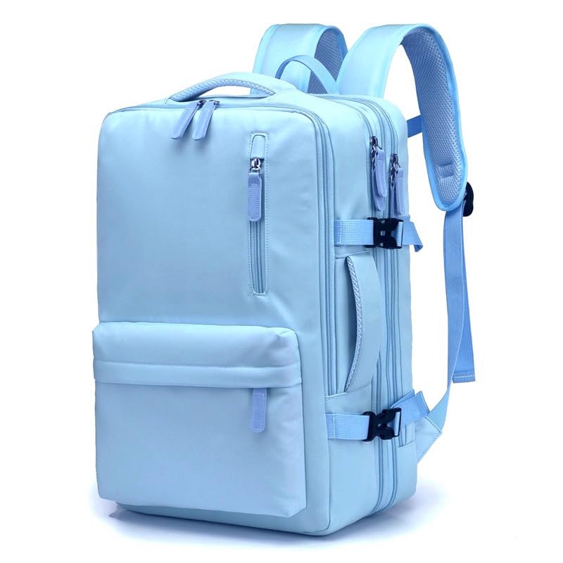 mochila de viagem multifuncional à prova d'água expansível aprovada pela companhia aérea (Azul Claro)