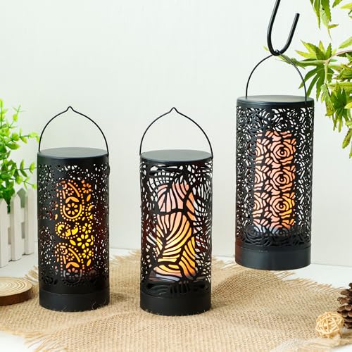 Lanterne décorative design floral creux pour illuminer votre patio