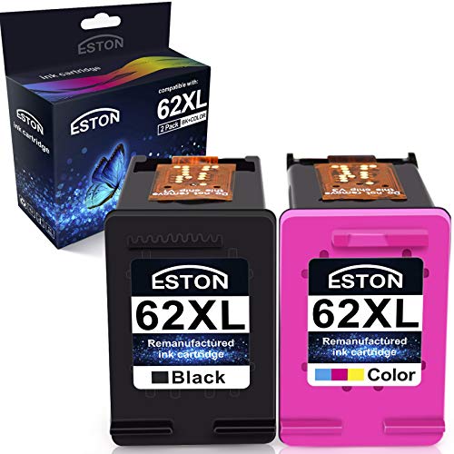 QINK Remanufactured Ink Cartridge Replacement for HP 62XL HP 62 XL C2P05AE C2P07AE High Capacity for Envy 5640 5642 5643 5660 7640 7645 Printer-2Pack (1 Black 1 Color)