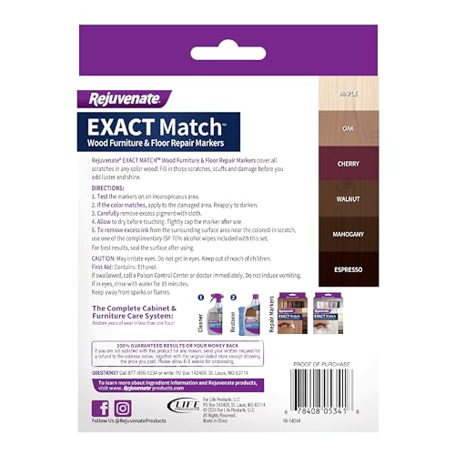 rejuvenate exact match wood furniture amp floor repair markers 6 count brown markers cover all scratches scuffs and damage to wood furniture and flooring