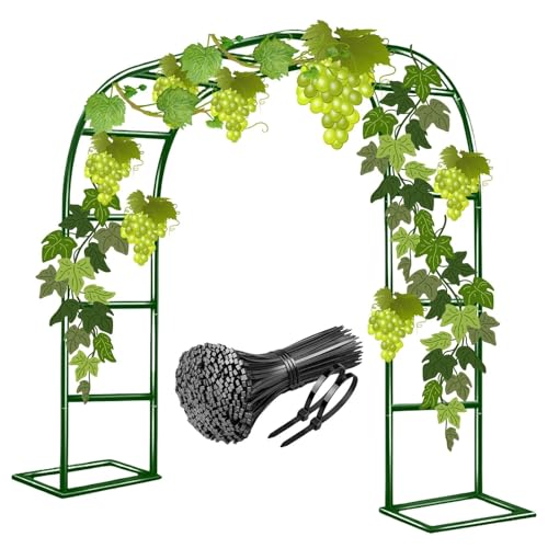 Arco de jardín de metal resistente con enrejado de rosas para plantas trepadoras, cenador de jardín decorativo verde (80-350 cm), mejora tu espacio al aire libre