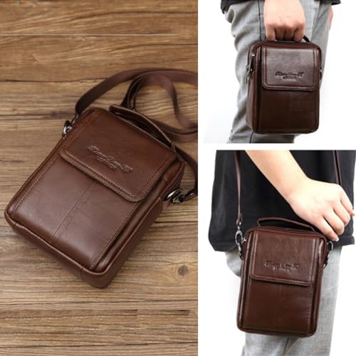 Leather Shoulder Bag Small Messenger Pack Handbag Purse Sling Satchel Formal Travel Business Model 4-Black2