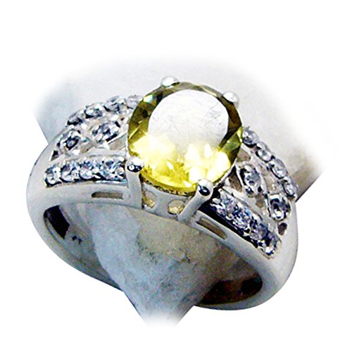Bague de fiançailles en argent et quartz citron naturel, le cadeau d'amour idéal femme
