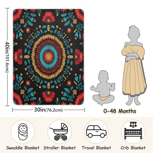 Kigai Ethnic Prints Baby Blanket for Boys Girls Swaddle Blankets Soft Cozy Receiving Blanket Nursery Crib Blankets for Toddler Newborn, 30 x 40 Inch3