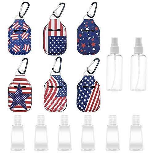 6 Pack Portable travel bottles-30ml Flip Cap Reusable Bottles Keychain Carriers for Travel Outdoor Camping Supplies, Metal Buckle Include, Set of 6
