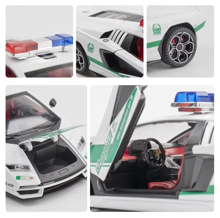 Image of 1:24 Lamborghini Countach LPI 800-4 Diecast Metal Pull-Back Car - 4 Openable Doors, Sound & Light - Luxury Toy Car & Gift for Kids & Collectors, Multicolor
