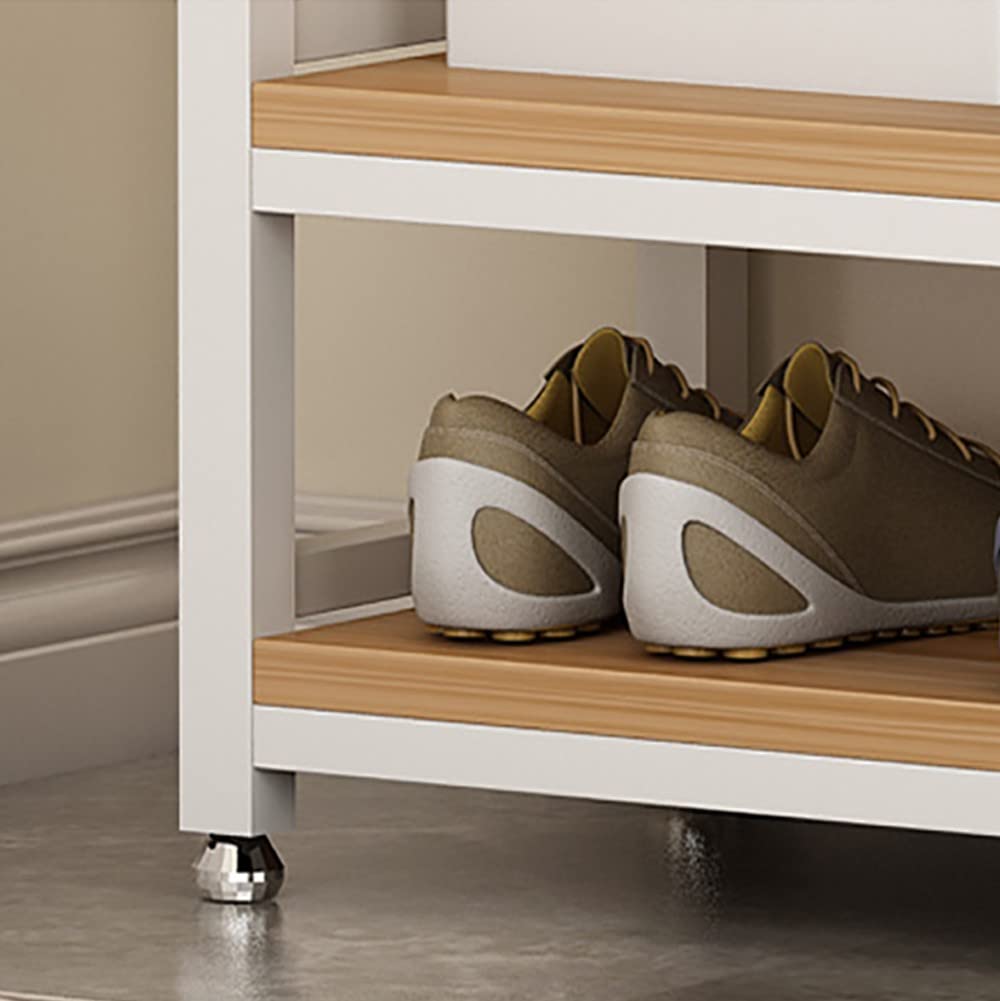 Perchero 3 en 1 con 7 Ganchos nizador Industrial para Entrada con Zapatero Mueble de Madera con Detalles de Metal fácil Montaje 80 x 30 x 170 cm