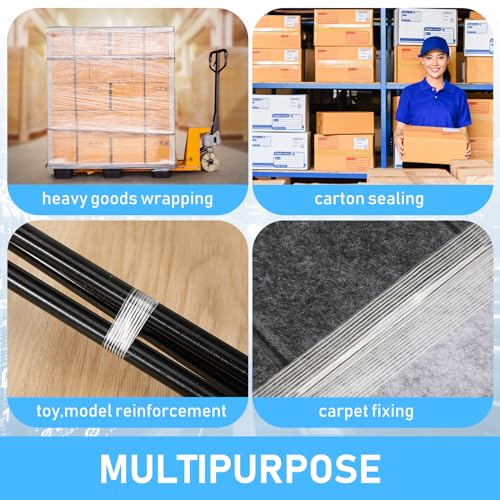 Image of Treela 30 Rolls 1 /2 Inch x 60 Yards Filament Strapping Tape 5.5 Mil Transparent Reinforced Fiberglass Heavy Duty Packing Shipping Tape for Sealing Binding Fixing