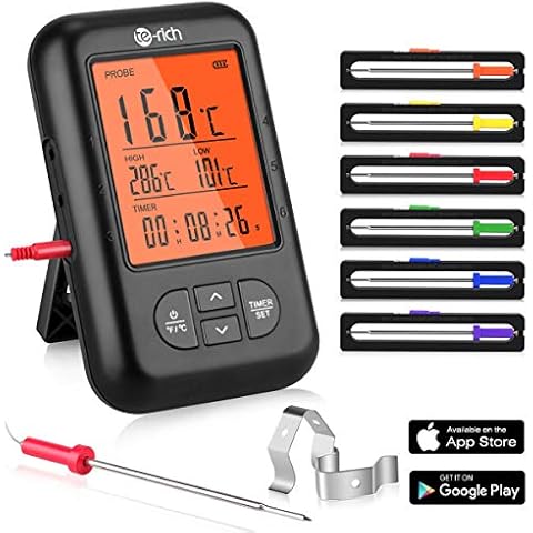 Te-Rich Bratenthermometer Bluetooth Grill Thermometer Digital Funk Küchenthermometer Wireless Küchenwecker Fleischthermometer Cover