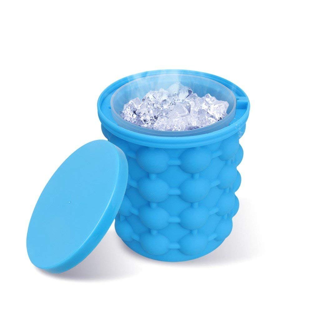 Dhyani E Store Ice Cube Maker Genie, Elindio Silicone Ice Bucket The Revolutionary Space Saving Ice Cube Maker