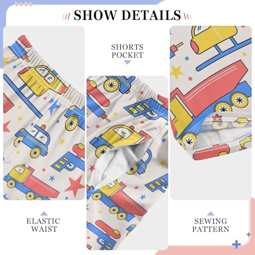 ZZXXB Trailer Airplane Boys Long Pants Soft Trousers Elastic Waist Kids Lounge Bottoms with Pockets S-XL4
