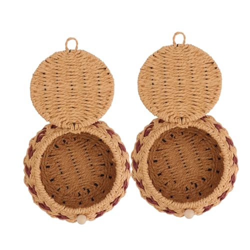SUPVOX 2pcs Go Chess Game Storage Box Chess Pieces Canister Grass Woven Jar Brown Lightweight Sturdy Container for Home School Travel