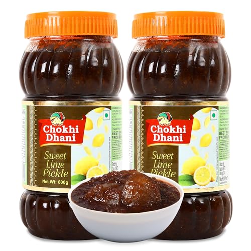Image of Chokhi Dhani Sweet Lime Pickle (Pack of 2, 600g) | Khatta Meetha Nimbu Achar | Sweet & Sour Lemon Pickle | Oil-Free | No Artificial Flavours | Traditional Indian Pickle
