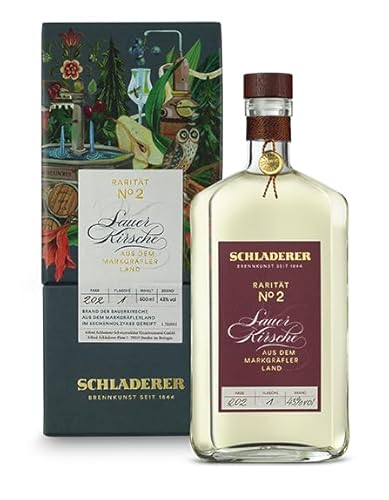 Schladerer Rarität No. 2 Sauerkirsch Edelbrand (43% vol) - ein Klassiker aus dem Markgräflerland, premium Handarbeit in exklusiver Geschenkpackung - RAR. HOCHWERTIG. WERTVOLL. (1 x 0.5l)