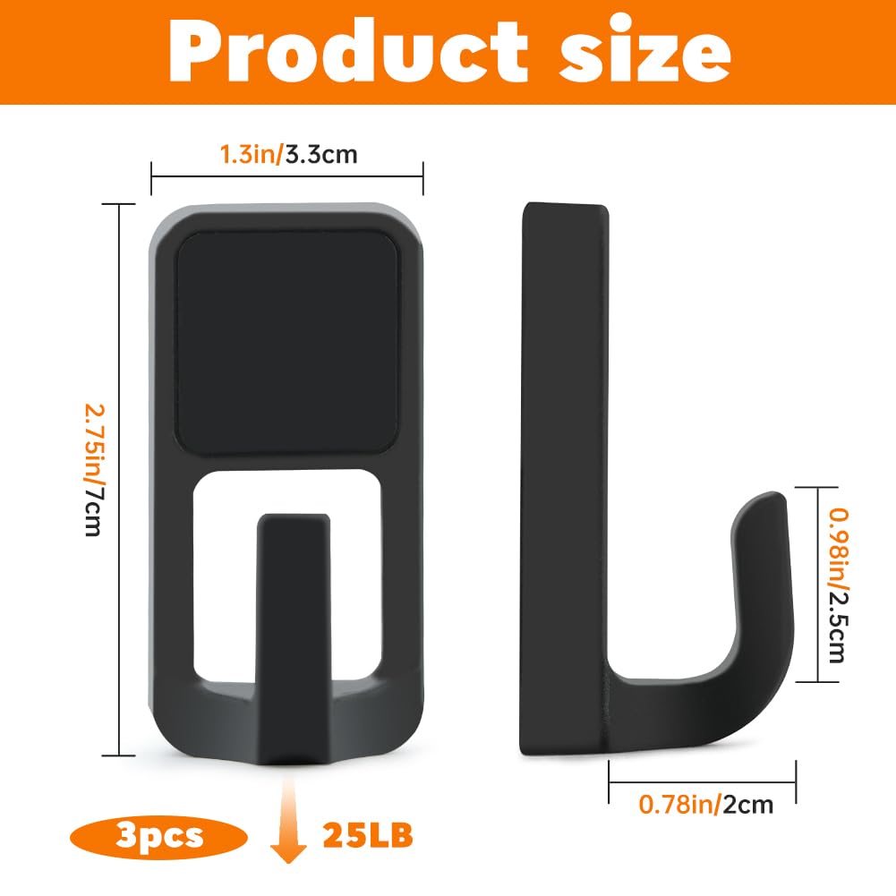 Loyanger 3pcs Magnetic Grill Hooks, Smoker Magnetic Tool Holders, Heavy Duty Grill Tool Utensil Holder Hanging Barbecue Tools for Refrigerator Oven Outdoor Accessories(Color:Black)