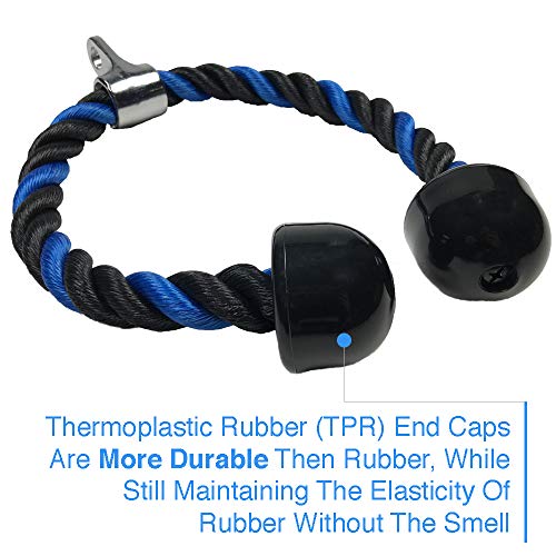 Blue Tricep Rope Pull Down & Poster Set | 27 or 36 Inch Heavy Duty Nylon Rope, Chrome Cable Attachment | Professional or Home Gyms | Includes Workout Poster, Snap Hook, Bag 4 Blue Tricep Rope Pull Down & Poster Set | 27 or 36 Inch Heavy Duty Nylon Rope, Chrome Cable Attachment | Professional or Home Gyms | Includes Workout Poster, Snap Hook, Bag - Image 4
