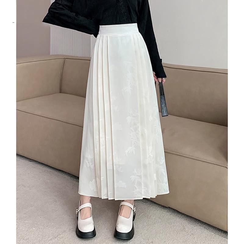 Chinese Split Skirt, Elastic Waist, Floral Print, Casual4