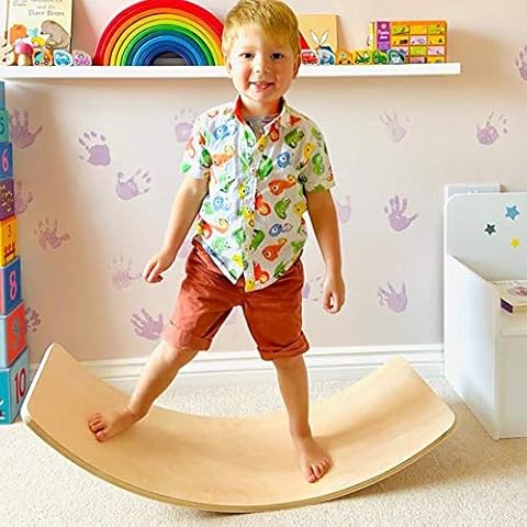 WOOD CITY Balance Board Kids, 35 Inch Wooden Wobble Board for Toddlers, Kids and Adults,Waldorf Toys, Curvy Rocker Board for Yoga and Exercise Indoor & Outdoor, Gifts for Kids Birthday and Christmas Cover