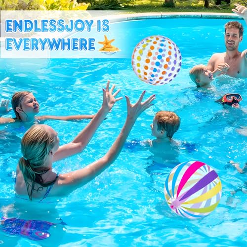 Farnirvana 2 Stück Wasserball Aufblasbar, 40cm Bunt Gestreifter WasserbäLle, Aufblasbarer Ball, Aufblasbare Schwimmbad Spielzeu, für Schwimmbad, Strand,Outdoor-Aktivitäten